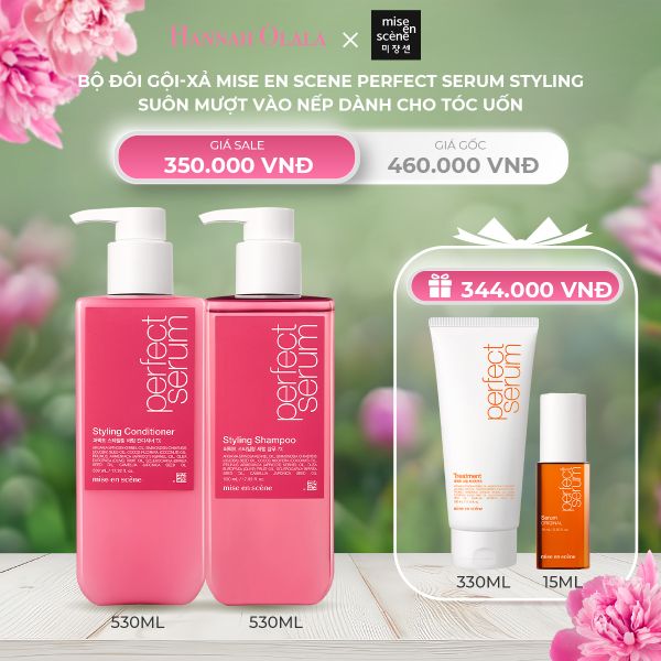  A1024_DEAL 2: BỘ ĐÔI GỘI-XẢ MISE EN SCENE PERFECT SERUM STYLING SUÔN MƯỢT VÀO NẾP DÀNH CHO TÓC UỐN - QUÀ TẶNG 344K 