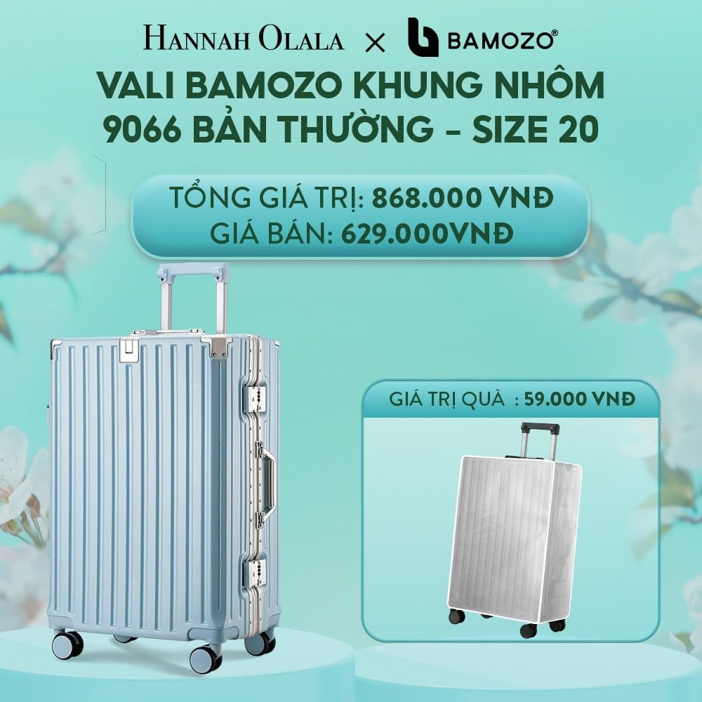 E1418: DEAL 2: VALI BAMOZO KHUNG NHÔM 9066 BẢN THƯỜNG (TẶNG BỌC VALI)