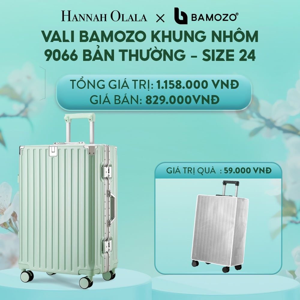 E1418: DEAL 2: VALI BAMOZO KHUNG NHÔM 9066 BẢN THƯỜNG (TẶNG BỌC VALI)