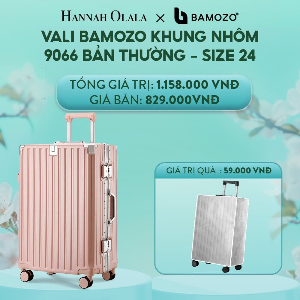 E1418: DEAL 2: VALI BAMOZO KHUNG NHÔM 9066 BẢN THƯỜNG (TẶNG BỌC VALI)