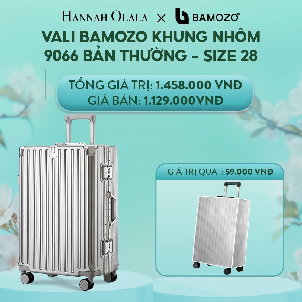 E1418: DEAL 2: VALI BAMOZO KHUNG NHÔM 9066 BẢN THƯỜNG (TẶNG BỌC VALI)