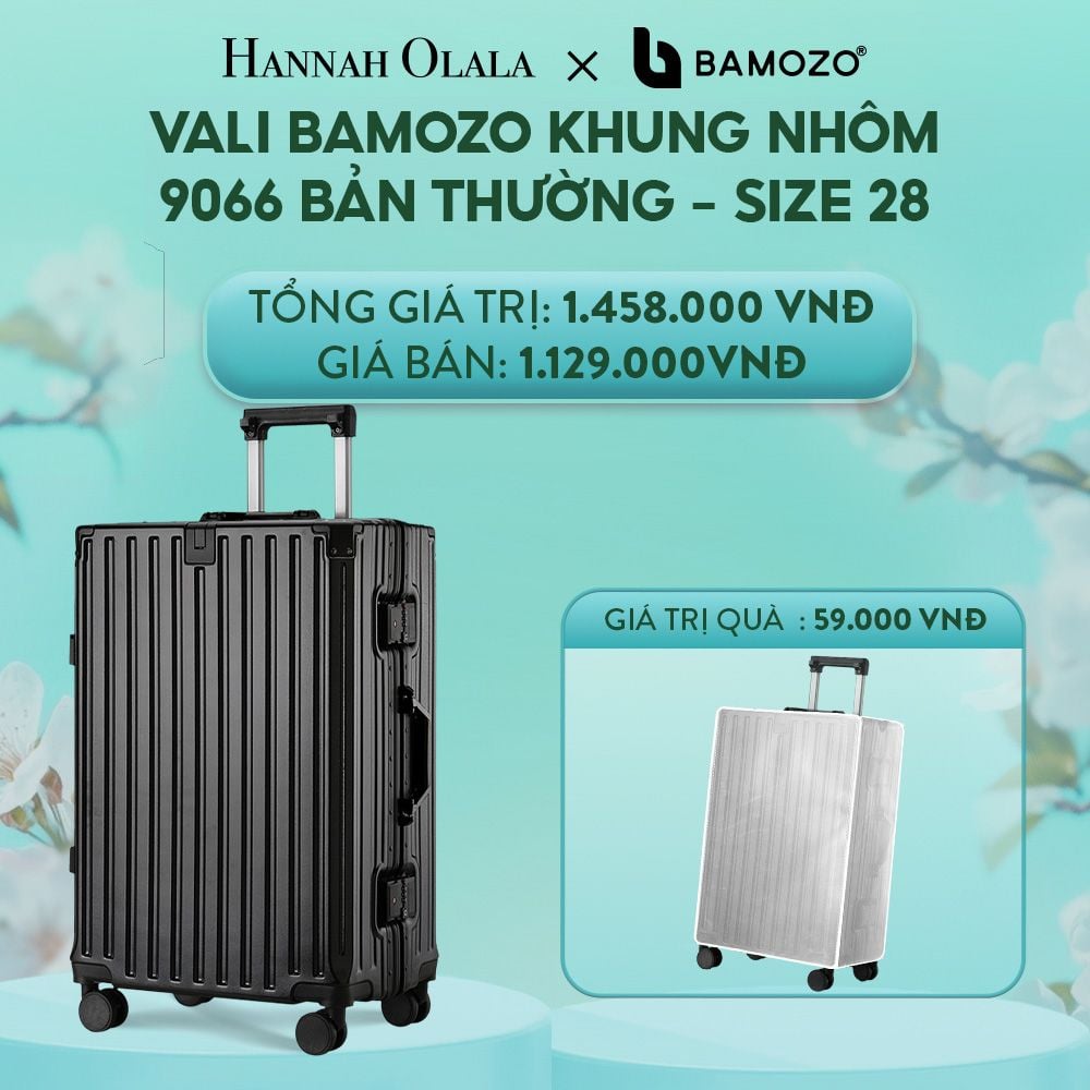 E1418: DEAL 2: VALI BAMOZO KHUNG NHÔM 9066 BẢN THƯỜNG (TẶNG BỌC VALI)
