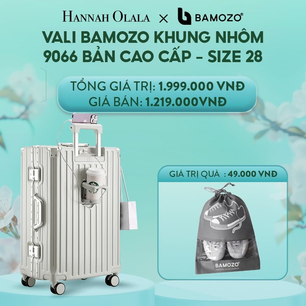 E1402: DEAL 1: VALI BAMOZO KHUNG NHÔM 9066 BẢN CAO CẤP (TẶNG TÚI ĐỰNG GIÀY)