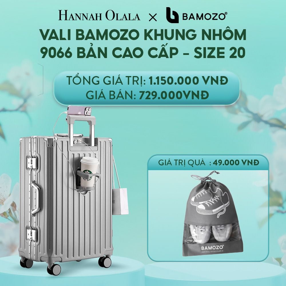 E1402: DEAL 1: VALI BAMOZO KHUNG NHÔM 9066 BẢN CAO CẤP (TẶNG TÚI ĐỰNG GIÀY)