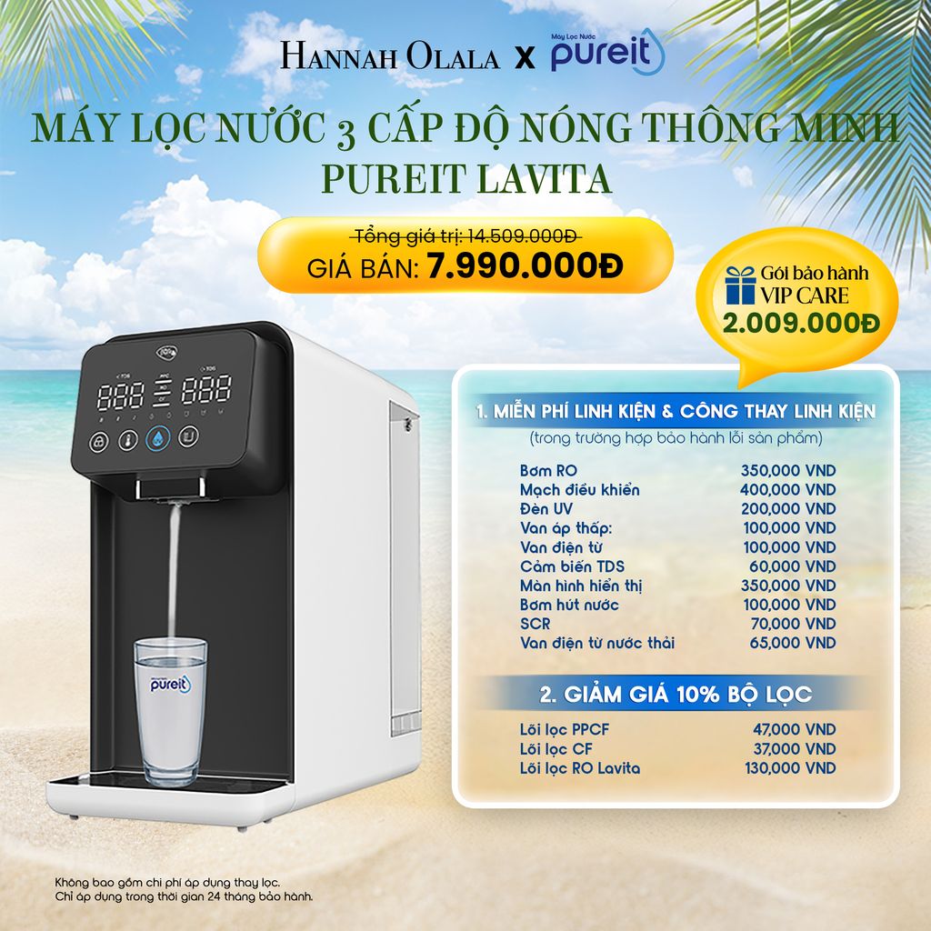 E314_DEAL 2: MÁY LỌC NƯỚC 3 CẤP ĐỘ NÓNG THÔNG MINH PUREIT LAVITA