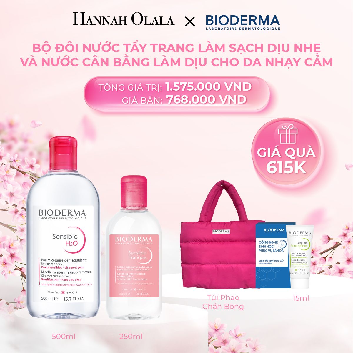 M344_DEAL 3: BỘ ĐÔI NƯỚC TẨY TRANG LÀM SẠCH DỊU NHẸ VÀ NƯỚC CÂN BẰNG LÀM DỊU CHO DA NHẠY CẢM