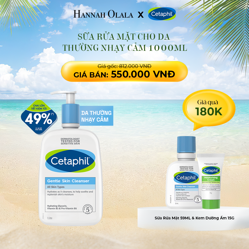 V19_DEAL 1: SỮA RỬA MẶT DỊU LÀNH CHO DA NHẠY CẢM CETAPHIL GENTLE SKIN CLEANSER 1000ML