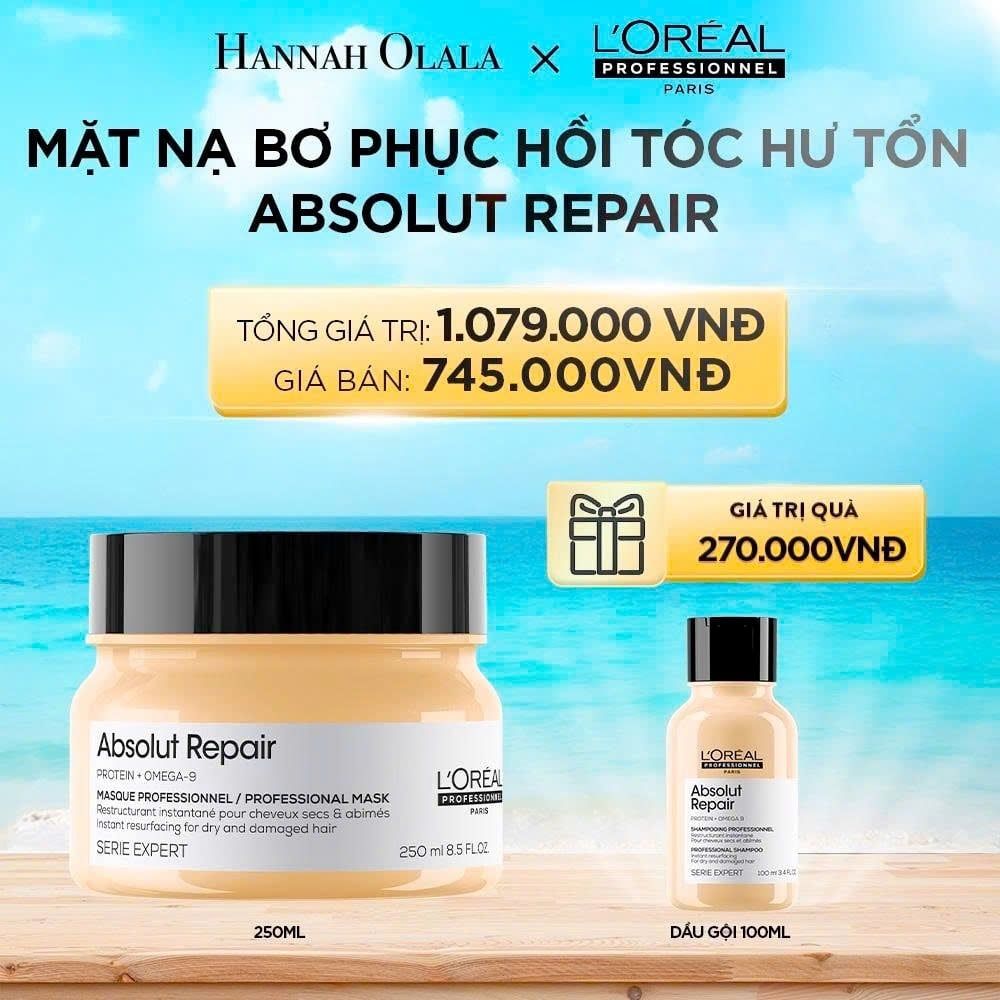 DEAL 3: MẶT NẠ BƠ PHỤC HỒI HƯ TỔN TOÀN DIỆN L'ORÉAL PROFESSIONNEL ABSOLUT REPAIR 250ML