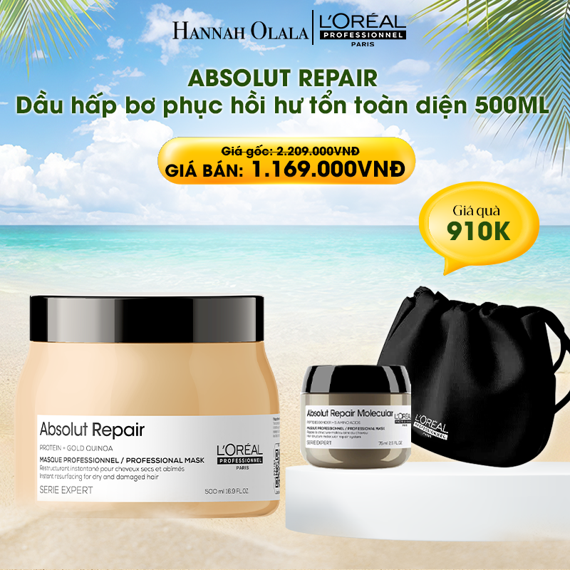 E515_DEAL 3: MẶT NẠ BƠ PHỤC HỒI HƯ TỔN TOÀN DIỆN L'ORÉAL PROFESSIONNEL ABSOLUT REPAIR 500ML