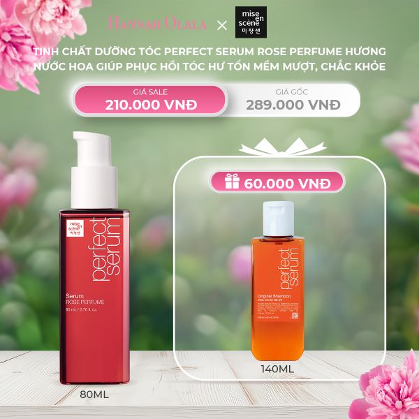  A1026_DEAL 4: TINH CHẤT DƯỠNG TÓC MISE EN SCENE PERFECT SERUM ROSE PERFUME 80ML HƯƠNG NƯỚC HOA GIÚP PHỤC HỒI TÓC HƯ TỔN MỀM MƯỢT, CHẮC KHỎE - QUÀ TẶNG 60K 