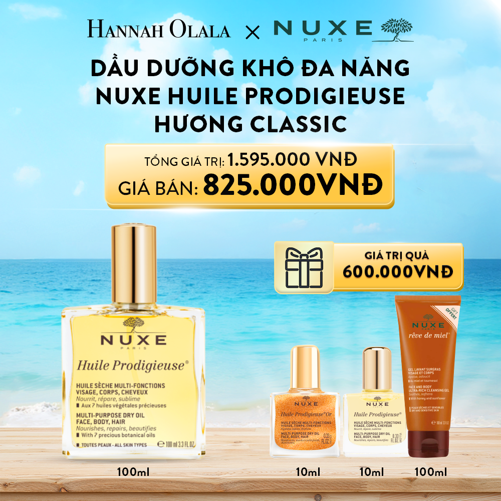 A166_Deal 6: DẦU DƯỠNG KHÔ ĐA NĂNG NUXE HUILE PRODIGIEUSE MULTI-PURPOSE DRY OIL 100ML (CHỌN HƯƠNG)