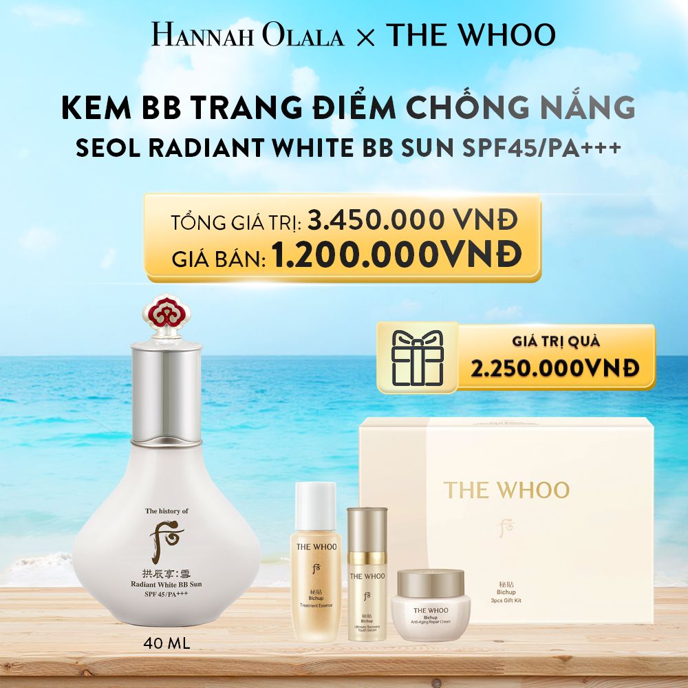 A303_DEAL 6: KEM BB TRANG ĐIỂM CHỐNG NẮNG WHOO SEOL RADIANT WHITE BB SUN SPF45/PA+++ 40ML