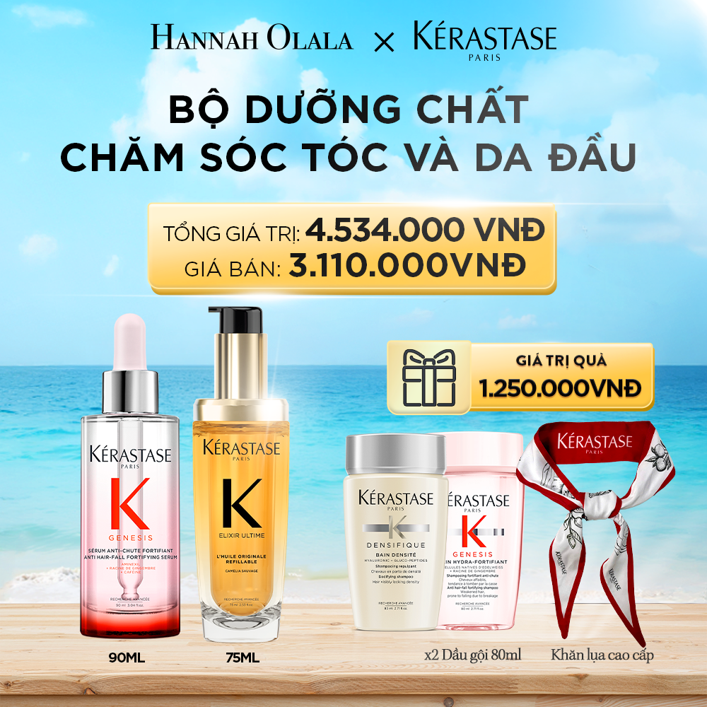 DEAL 7: BỘ DƯỠNG CHẤT CHĂM SÓC TÓC VÀ DA ĐẦU KÉRASTASE (DƯỠNG TÓC ELIXIR ULTIME 75ML - GIẢM RỤNG GENESIS 90ML)