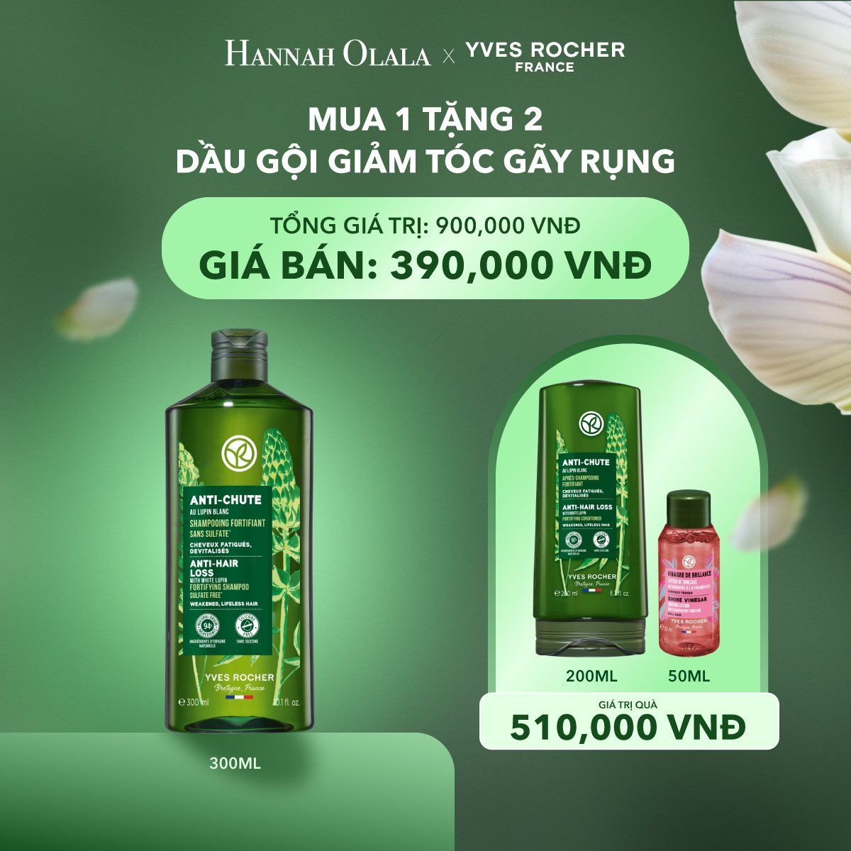 T13_DEAL 7: MUA DẦU GỘI GIẢM TÓC GÃY RỤNG TẶNG DẦU XẢ VÀ GIẤM XẢ TÓC