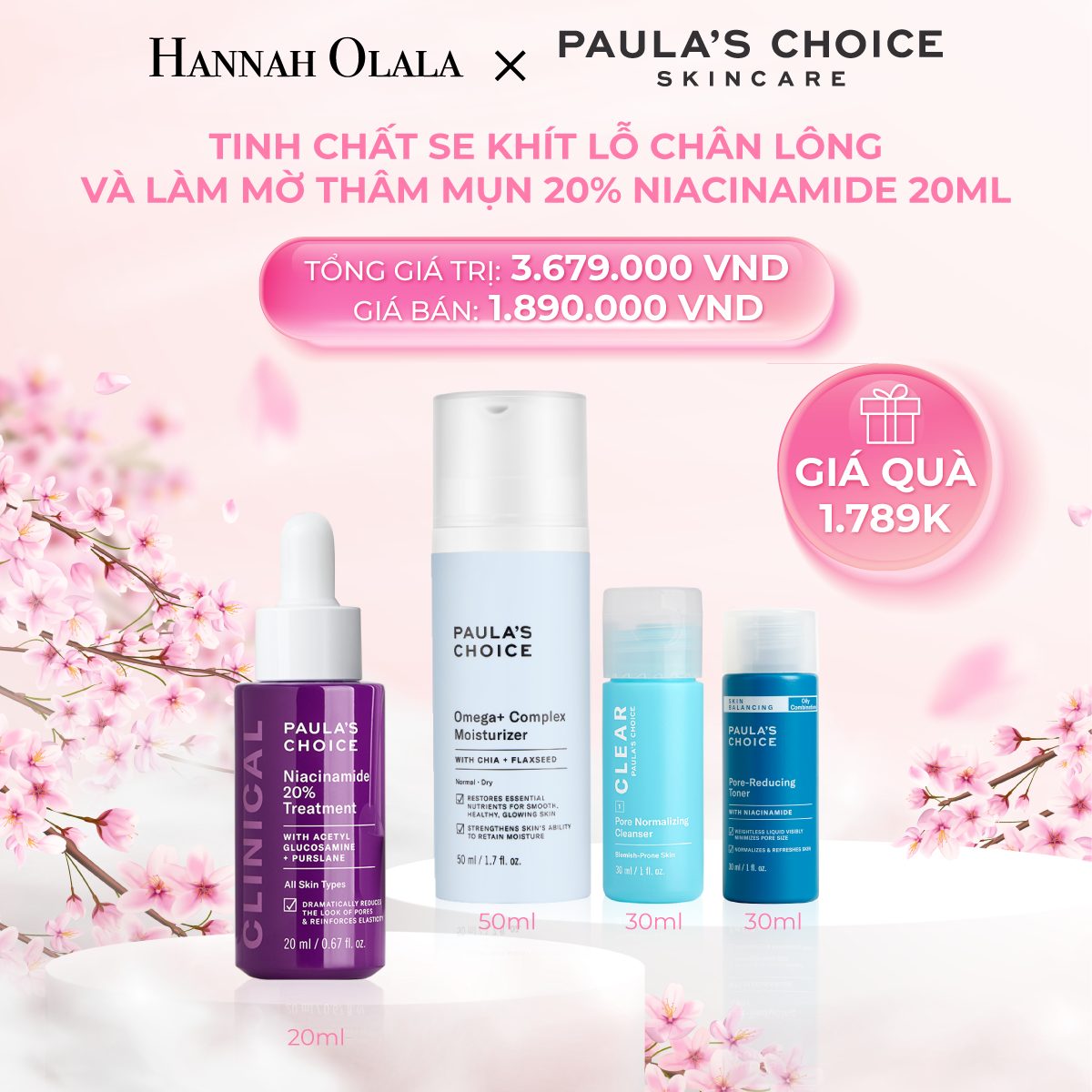 DEAL 10: TINH CHẤT SE KHÍT LỖ CHÂN LÔNG LÀM MỜ THÂM MỤN & ĐỀU MÀU DA PAULA'S CHOICE NIACINAMIDE 20% TREATMENT 20ML