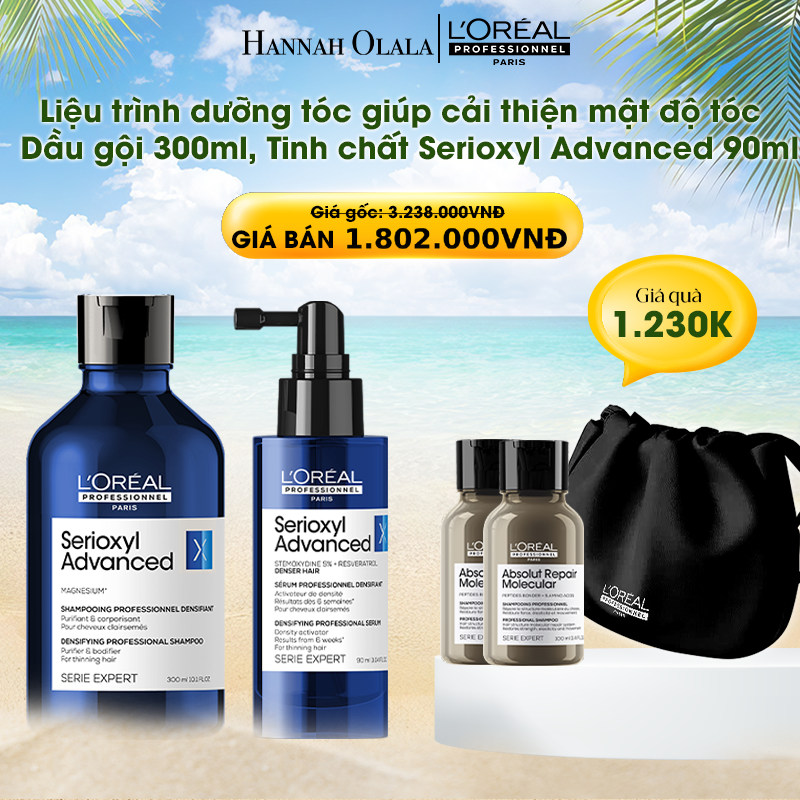 E520_DEAL 8: LIỆU TRÌNH DƯỠNG TÓC GIÚP CẢI THIỆN MẬT ĐỘ TÓC - DẦU GỘI 300ML, TINH CHẤT SERIOXYL ADVANCED 90ML