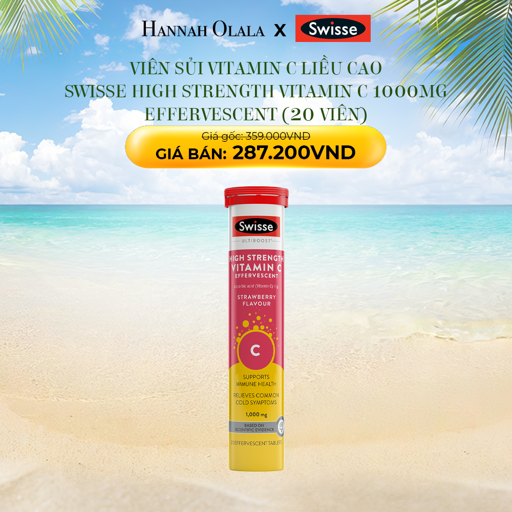 E200_DEAL 6: VIÊN SỦI VITAMIN C LIỀU CAO SWISSE HIGH STRENGTH VITAMIN C 1000MG EFFERVESCENT (20 VIÊN)
