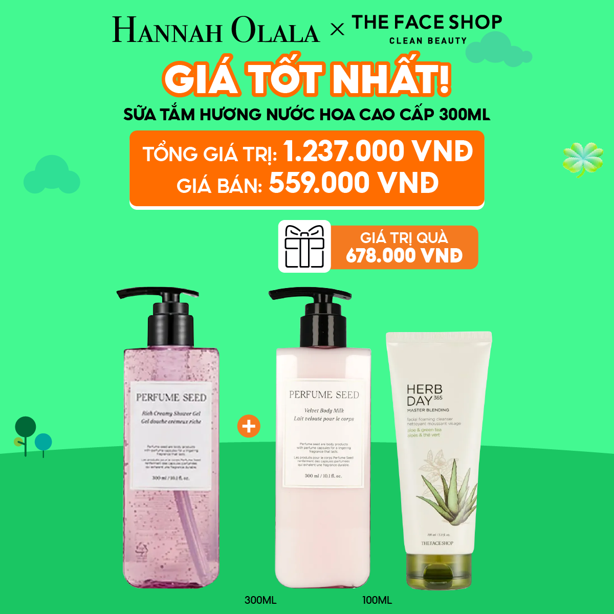 C94_DEAL 7: SỮA TẮM HƯƠNG NƯỚC HOA PERFUME SEED 300ML MUA 1 TẶNG 2