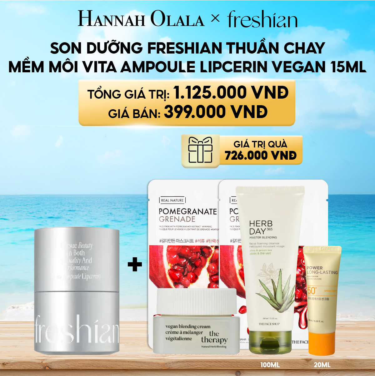 A377_DEAL 9: SON DƯỠNG FRESHIAN THUẦN CHAY MỀM MÔI VITA AMPOULE LIPCERIN VEGAN 15ML