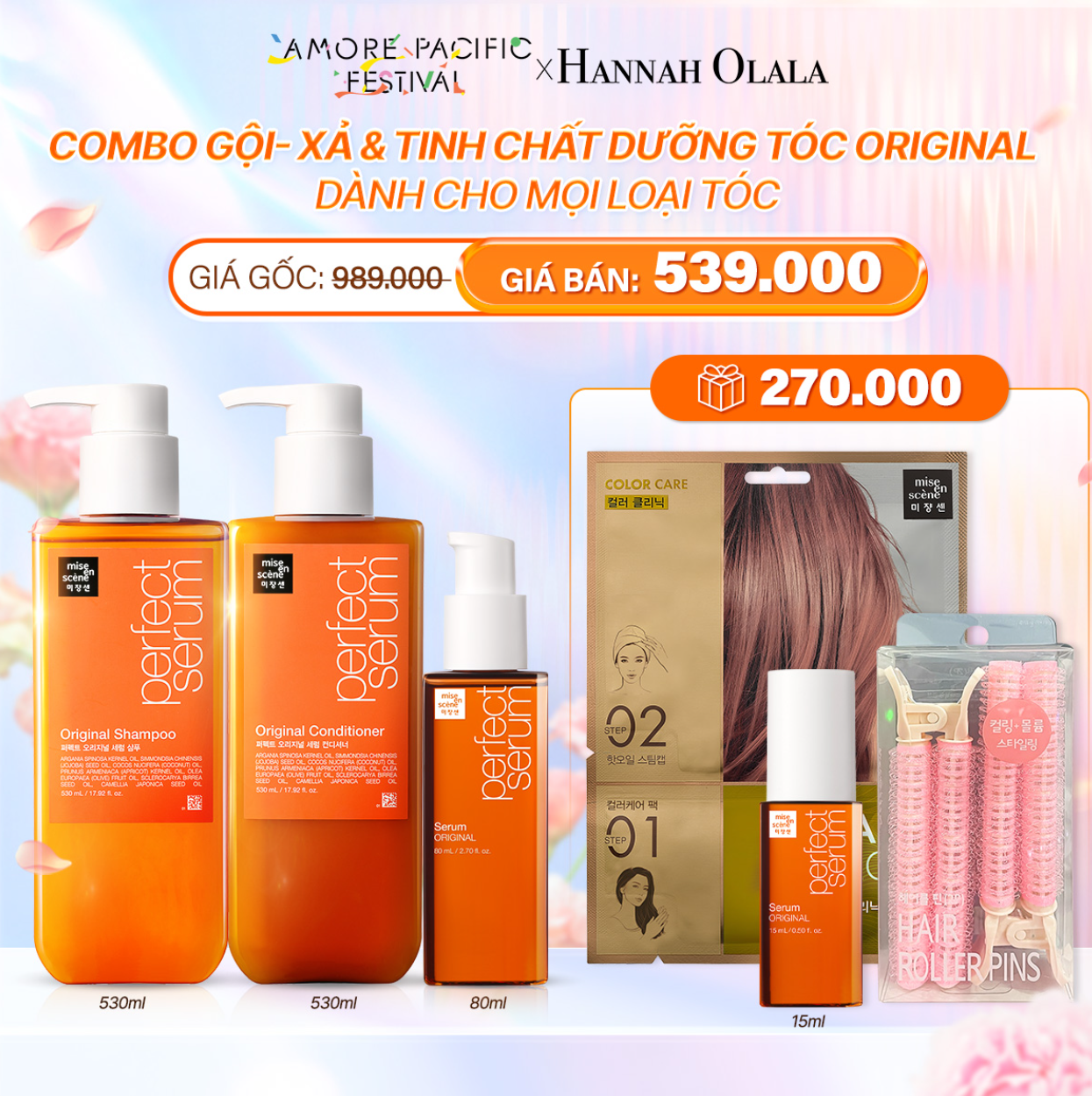 D54_DEAL 4: COMBO GỘI XẢ 530ML VÀ TINH CHẤT 80ML MISE EN SCENE PERFECT SERUM ORIGINAL PHỤC HỒI HƯ TỔN & DƯỠNG TÓC SUÔN MỀM, DÀNH CHO MỌI LOẠI TÓC