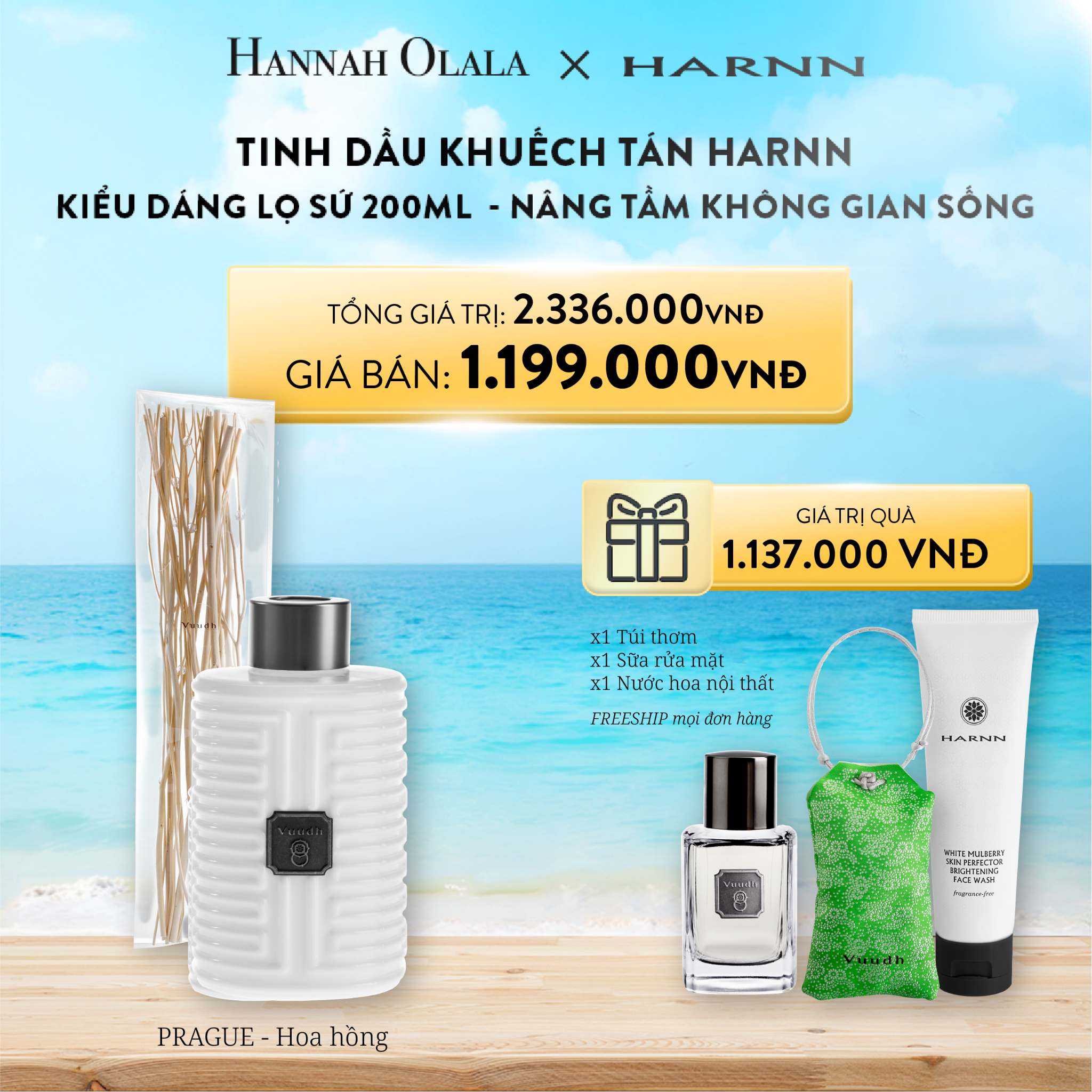 A789_DEAL 5: TINH DẦU KHUẾCH TÁN HARNN VỚI KIỂU DÁNG LỌ SỨ 200ML - NÂNG TẦM KHÔNG GIAN SỐNG