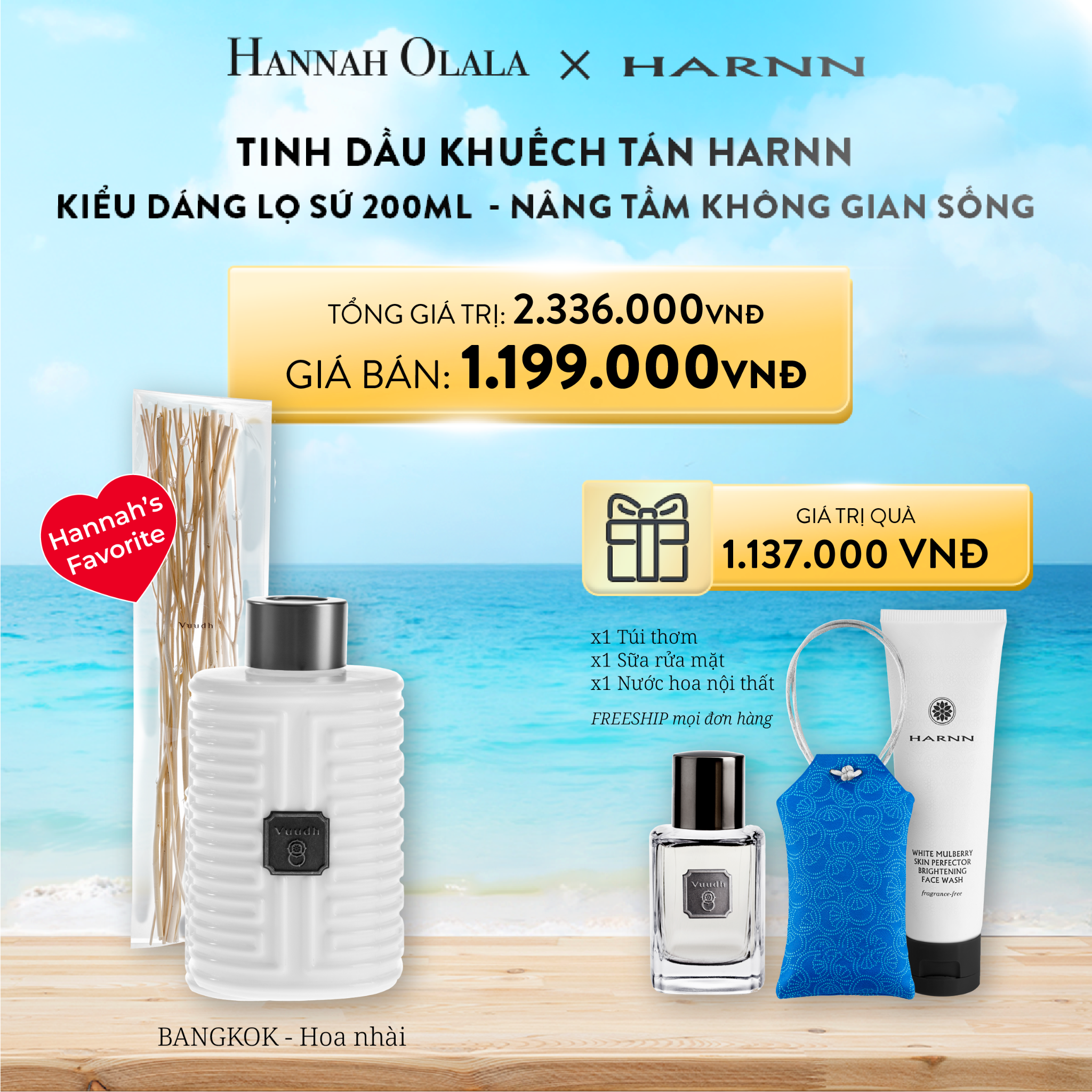 A789_DEAL 5: TINH DẦU KHUẾCH TÁN HARNN VỚI KIỂU DÁNG LỌ SỨ 200ML - NÂNG TẦM KHÔNG GIAN SỐNG