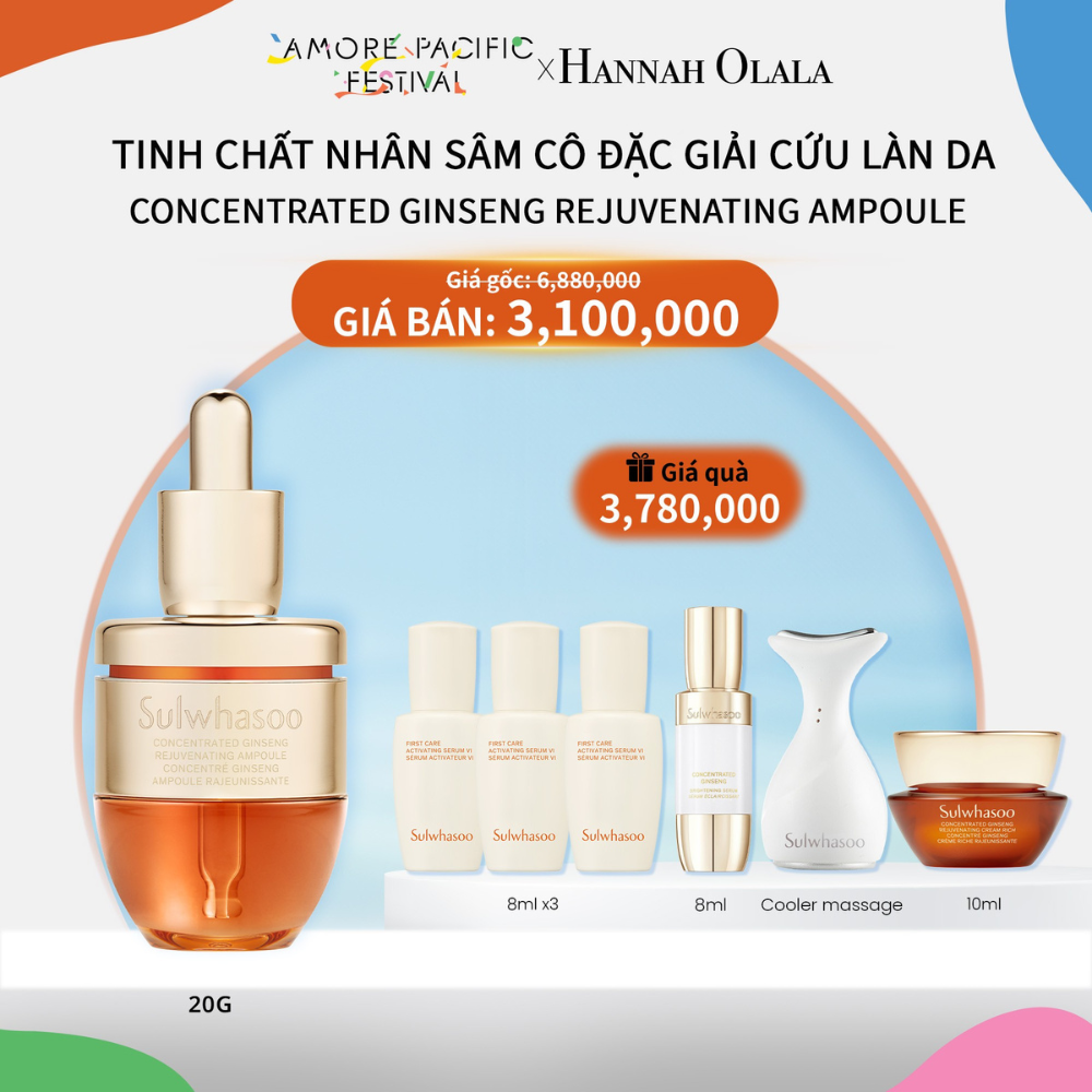 D67_DEAL 10: TINH CHẤT NHÂN SÂM CÔ ĐẶC GIẢI CỨU LÀN DA CONCENTRATED GINSENG REJUVENATING AMPOULE 20G