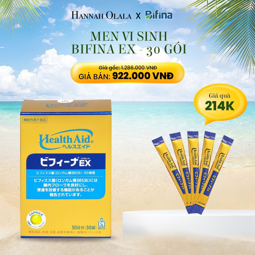 E73_DEAL 1: MEN VI SINH BIFINA EX NHẬT BẢN - HỘP 30 GÓI - HỖ TRỢ VIÊM ĐẠI TRÀNG, RUỘT KÍCH THÍCH, RỐI LOẠN TIÊU HÓA