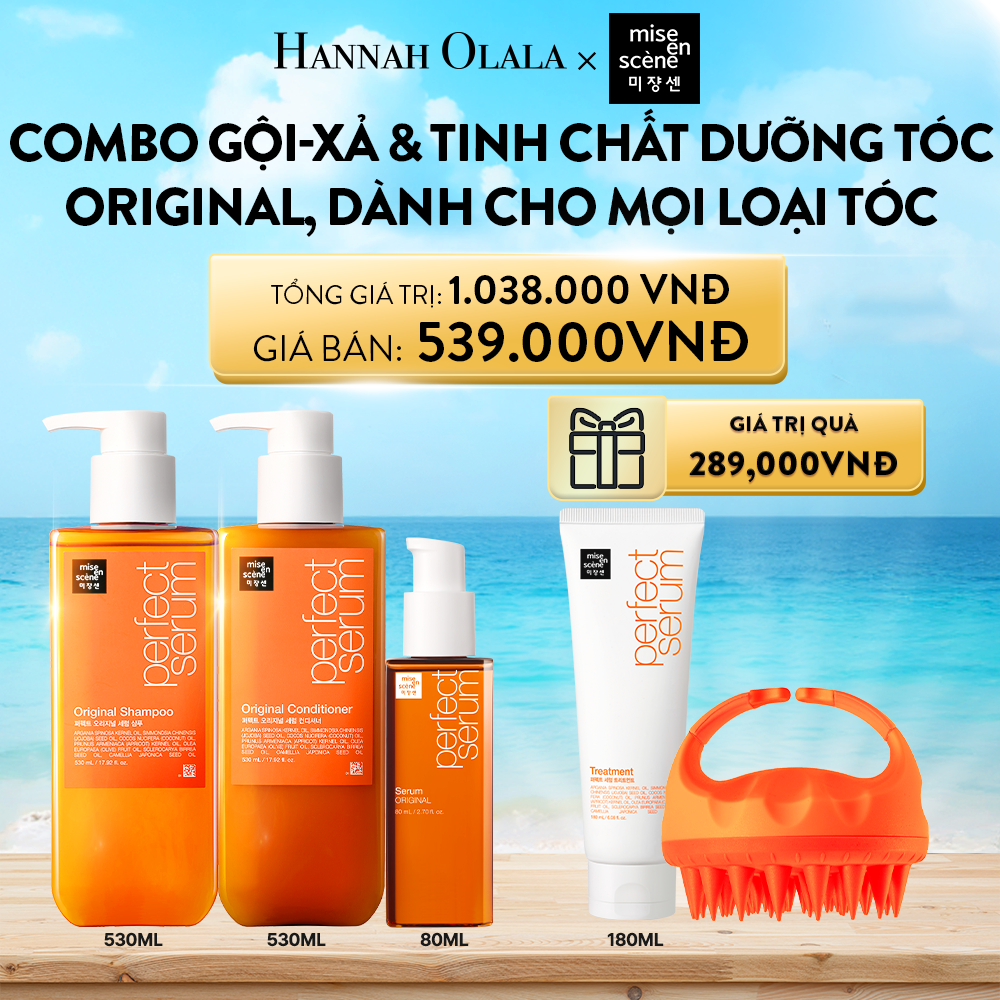 DEAL 2: COMBO GỘI XẢ 530ML VÀ TINH CHẤT 80ML MISE EN SCENE PERFECT SERUM ORIGINAL PHỤC HỒI HƯ TỔN & DƯỠNG TÓC SUÔN MỀM, DÀNH CHO MỌI LOẠI TÓC