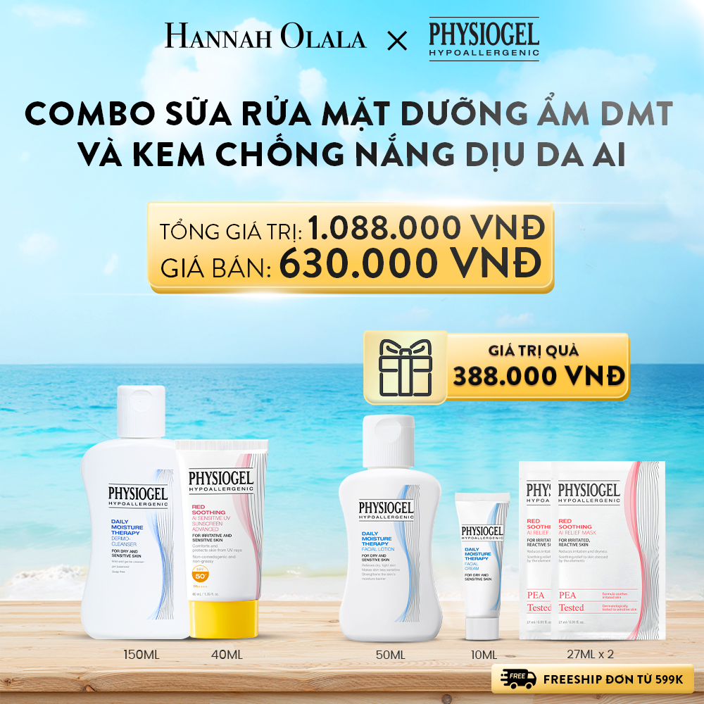 A800_DEAL 11: BỘ ĐÔI SỮA RỬA MẶT 150ML VÀ KEM CHỐNG NẮNG DƯỠNG ẨM VÀ LÀM DỊU DA PHYSIOGEL RED SOOTHING AI 40ml