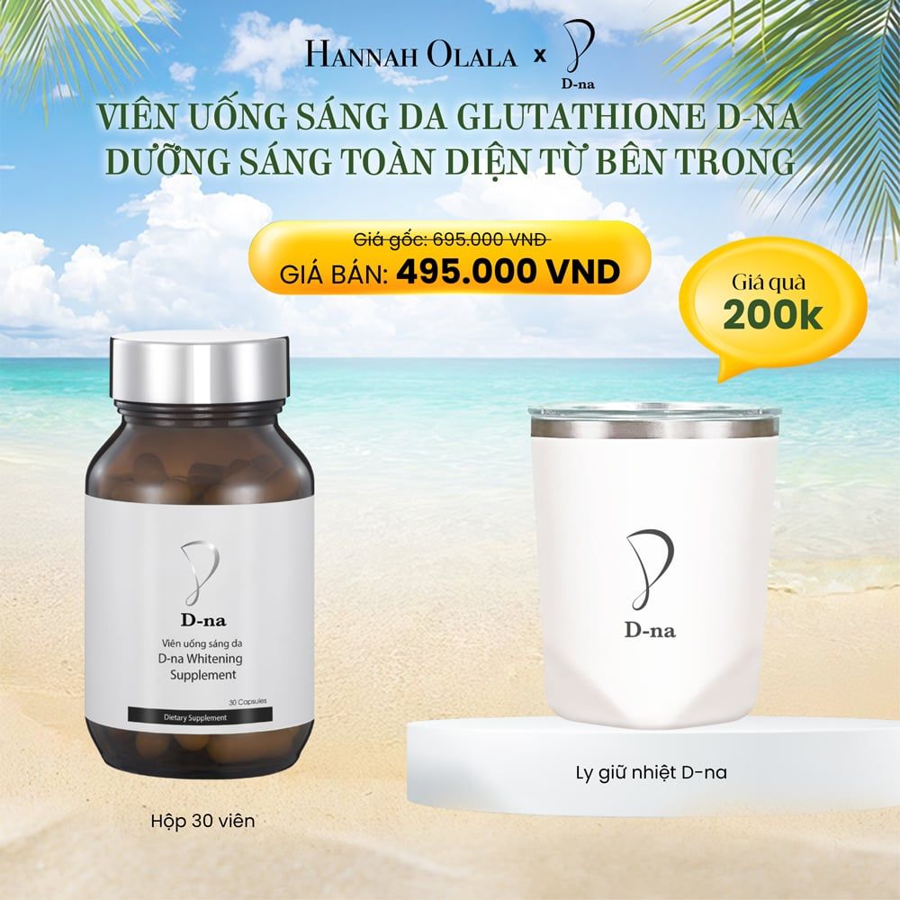 E61_DEAL 11: MUA 1 VIÊN UỐNG TRẮNG DA D-NA GLUTATHIONE (30 viên/hộp) TẶNG 1 LY GIỮ NHIỆT D-NA