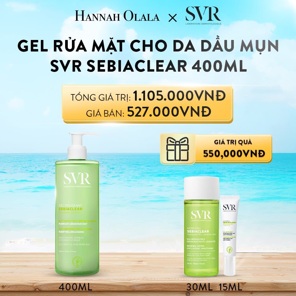 DEAL 01: GEL RỬA MẶT KHÔNG CÓ XÀ PHÒNG, LÀM SẠCH, LOẠI BỎ TẾ BÀO DA CHẾT SVR SEBIACLEAR GEL MOUSSANT 400ML
