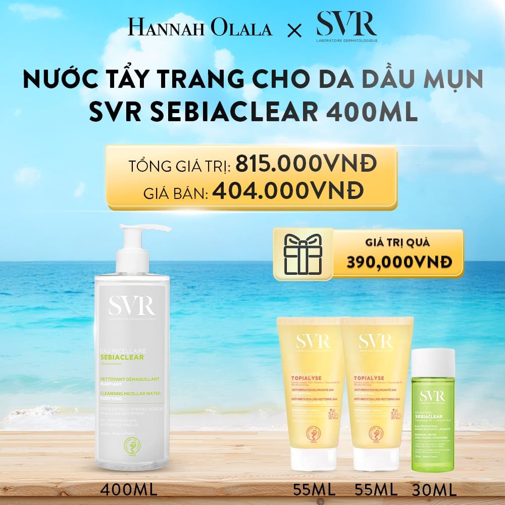 A814_DEAL 02: NƯỚC LÀM SẠCH DA, TẨY TRANG VÀ GIÚP LOẠI BỎ DẦU SVR SEBIACLEAR EAU MICELLAIRE 400ML