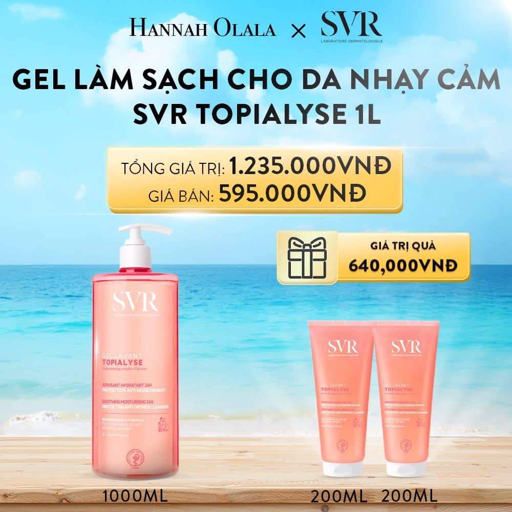 A821_DEAL 09: GEL LÀM SẠCH DỊU NHẸ DÀNH CHO DA NHẠY CẢM, DA KHÔ VÀ VIÊM DA CƠ ĐỊA SVR TOPIALYSE GEL LAVANT 1L