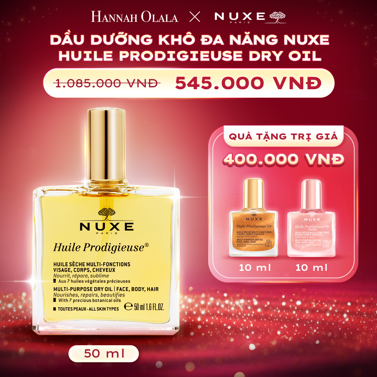 K55_DEAL 1: DẦU DƯỠNG KHÔ NUXE DRY OIL 50ML (CHỌN HƯƠNG)