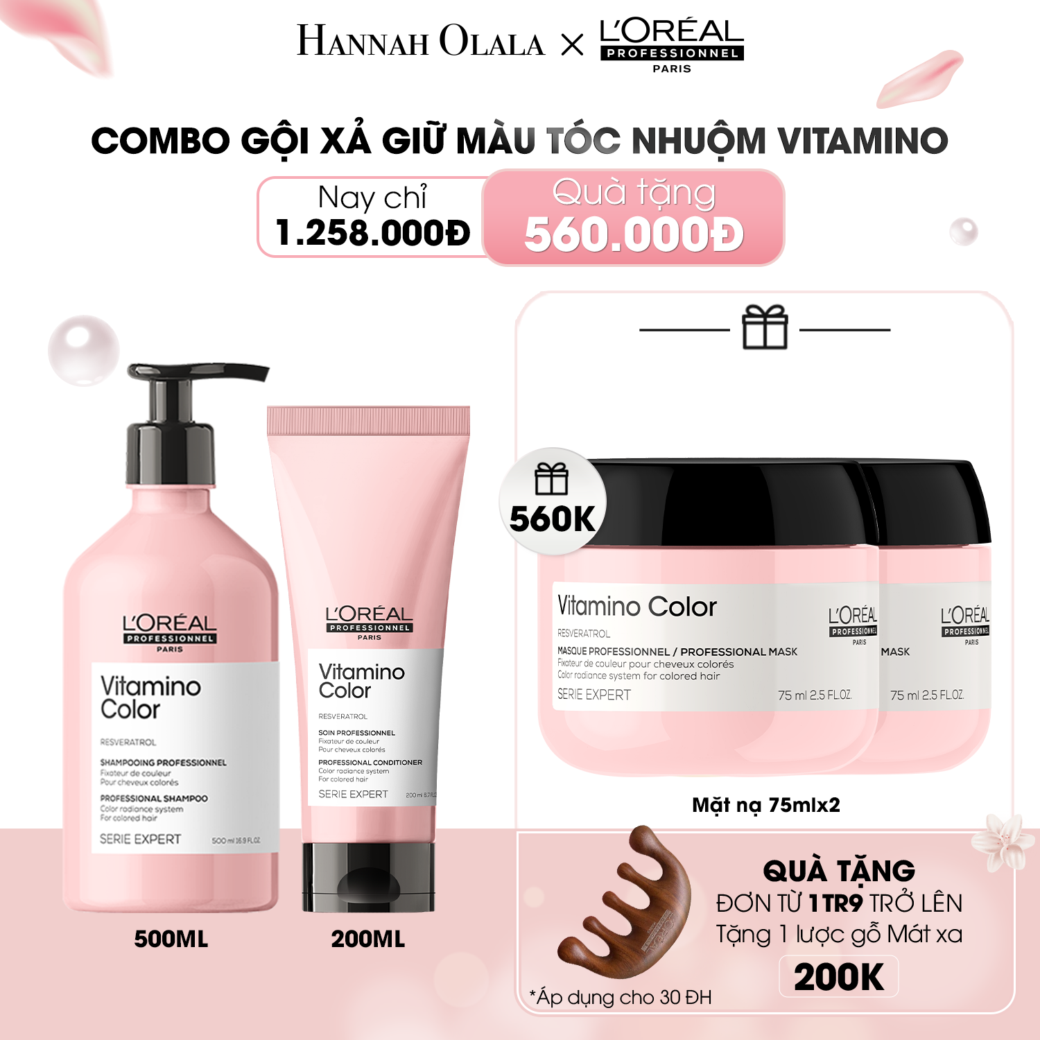  DEAL 9: COMBO DẦU GỘI 500ML & DẦU XẢ 200ML GIỮ MÀU TÓC NHUỘM L'ORÉAL PROFESSIONNEL SERIE EXPERT VITAMINO COLOR 