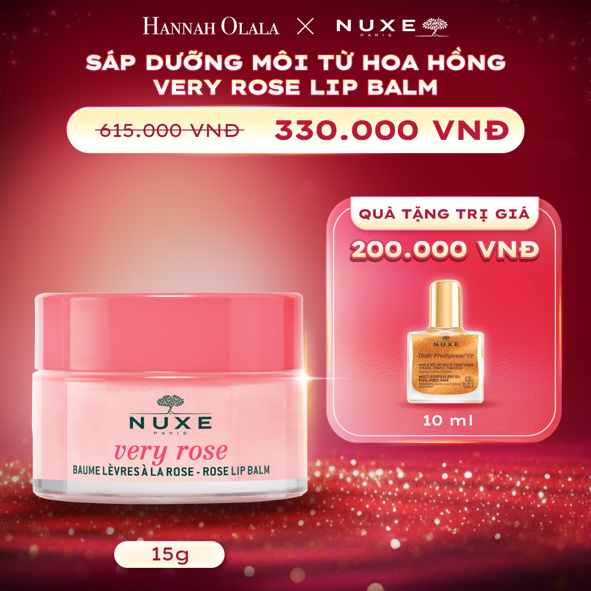 K67_DEAL 13: SÁP DƯỠNG MÔI NUXE LIP BALM 15G (MẬT ONG/ HOA HỒNG)