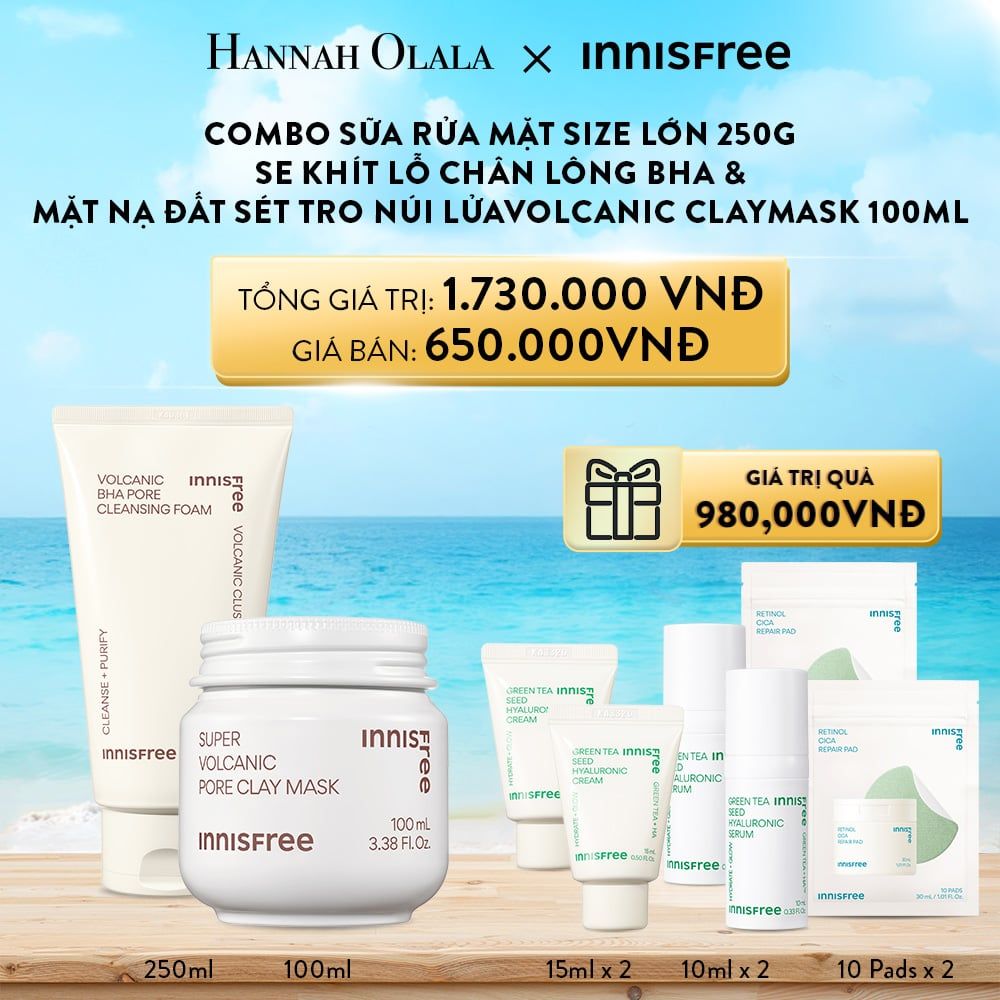 A132_DEAL 11: COMBO SỮA RỬA MẶT SIZE LỚN 250G SE KHÍT LỖ CHÂN LÔNG BHA & MẶT NẠ ĐẤT SÉT TRO NÚI LỬA VOLCANIC CLAYMASK 100ML