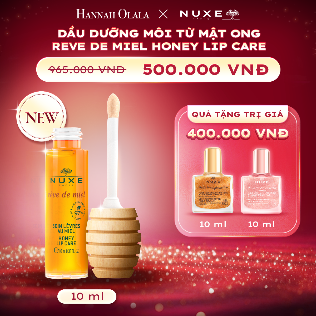 K69_DEAL 15: DẦU DƯỠNG MÔI MẬT ONG NUXE REVE DE MIEL HONEY LIP CARE 10ML