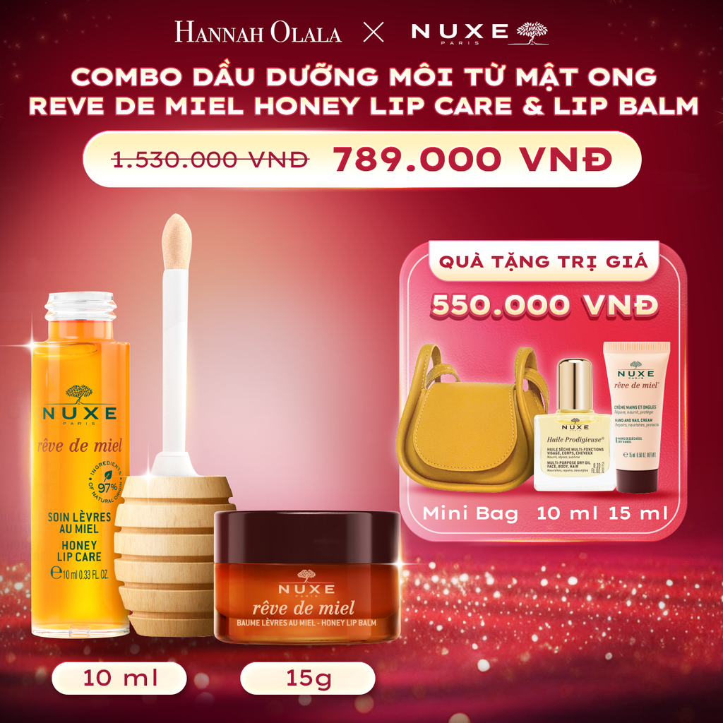 K70_DEAL 16: COMBO DƯỠNG MÔI TỪ MẬT ONG GỒM DẦU DƯỠNG LIP CARE 10ML & SÁP DƯỠNG LIP BALM 15G