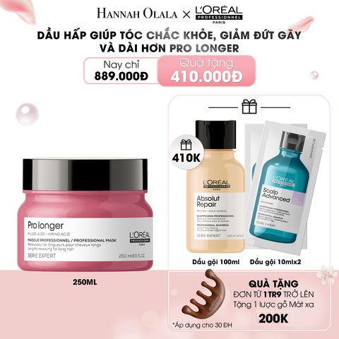  DEAL 12: MẶT NẠ GIÚP TÓC CHẮC KHỎE, GIẢM ĐỨT GÃY VÀ DÀI HƠN L'ORÉAL PROFESSIONNEL SERIE EXPERT PRO LONGER 250ML 