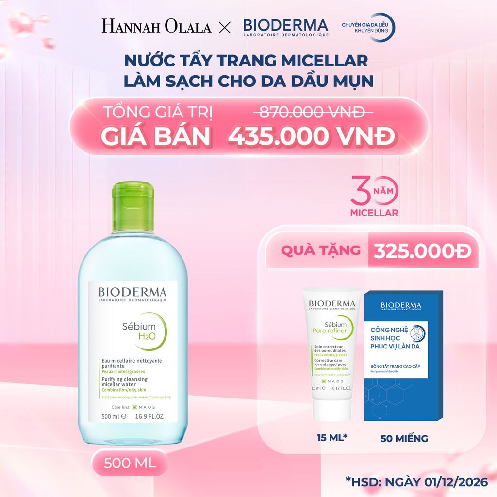 K104_DEAL 15: NƯỚC TẨY TRANG MICELLAR LÀM SẠCH CHO DA DẦU MỤN 500ML