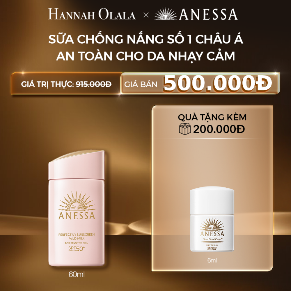 C8: DEAL 16: SỮA CHỐNG NẮNG DƯỠNG DA DỊU NHẸ AN TOÀN CHO DA NHẠY CẢM VÀ TRẺ EM ANESSA MILD MILK SPF50+ PA++++ 60ML