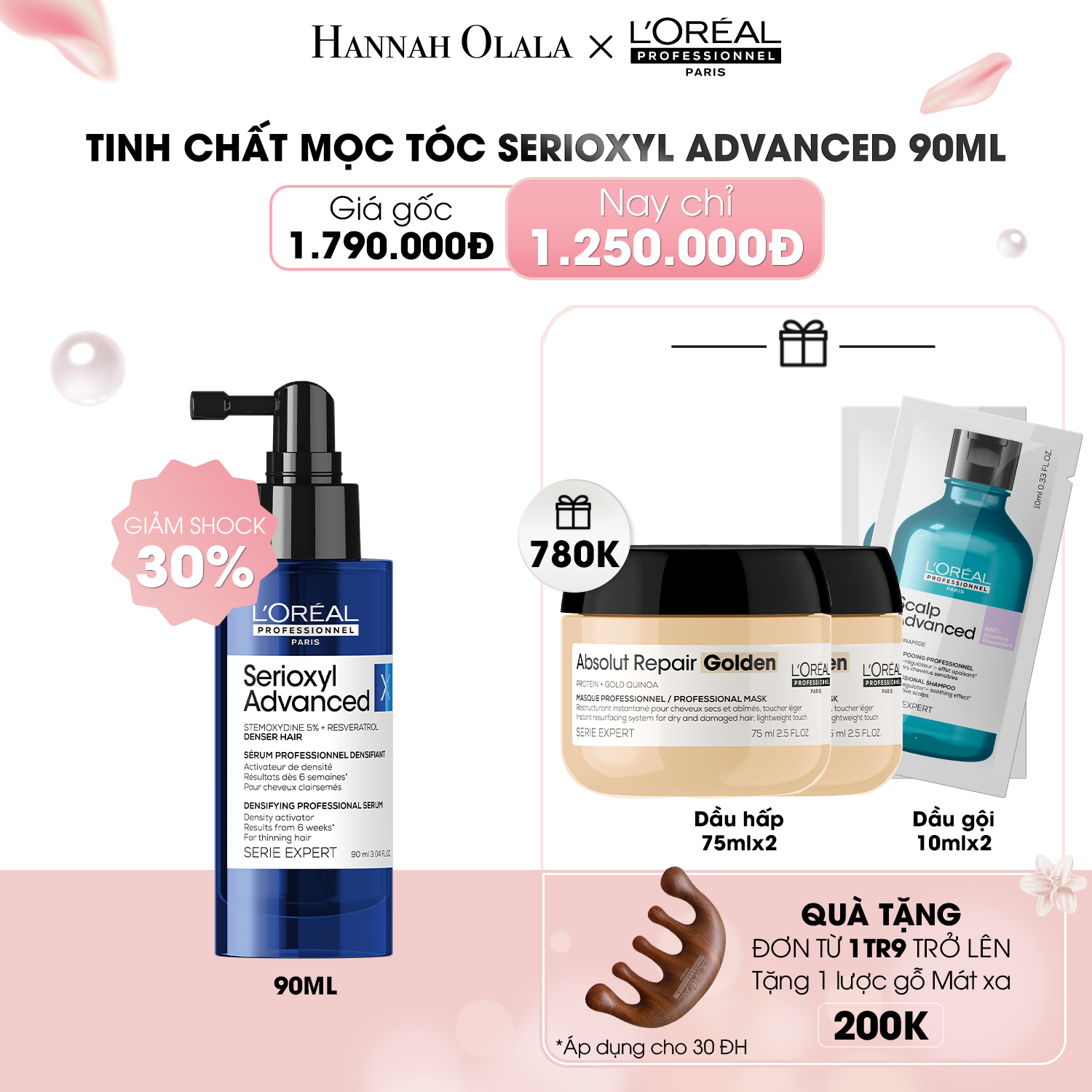  DEAL 1: TINH CHẤT MỌC TÓC L'ORÉAL PROFESSIONNEL SERIOXYL ADVANCED 90ML - DẠNG XỊT (SPRAY) 