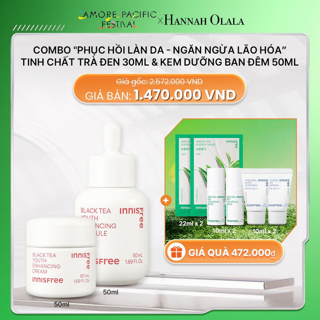 D11_DEAL 1: BỘ ĐÔI TINH CHẤT & KEM DƯỠNG PHỤC HỒI NGĂN NGỪA LÃO HÓA TỪ TRÀ ĐEN