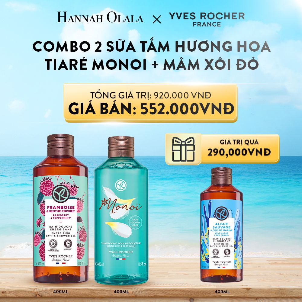 DEAL 1: COMBO 2 SỮA TẮM HƯƠNG HOA TIARÉ MONOI + MÂM XÔI ĐỎ
