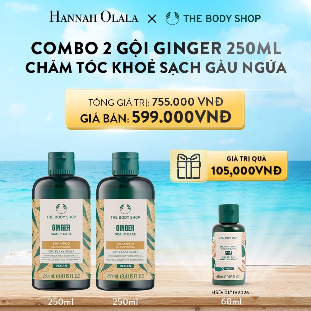 DEAL 2: COMBO 2 GỘI CHĂM TÓC KHỎE SẠCH GÀU NGỨA GINGER 250ML - 2X SHAMPOO