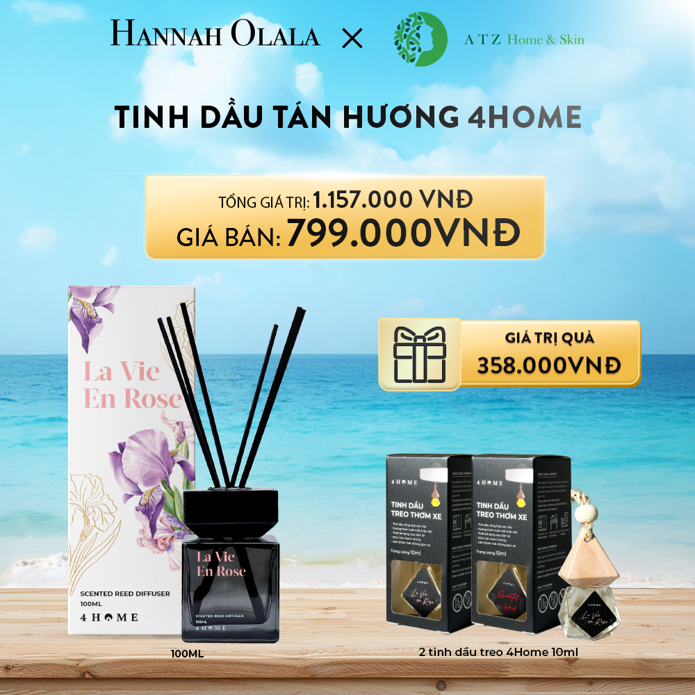 A208_DEAL 2: TINH DẦU TÁN HƯƠNG 4HOME 100ML (MỚI) TẶNG 2 TINH DẦU TREO 4HOME 10ML