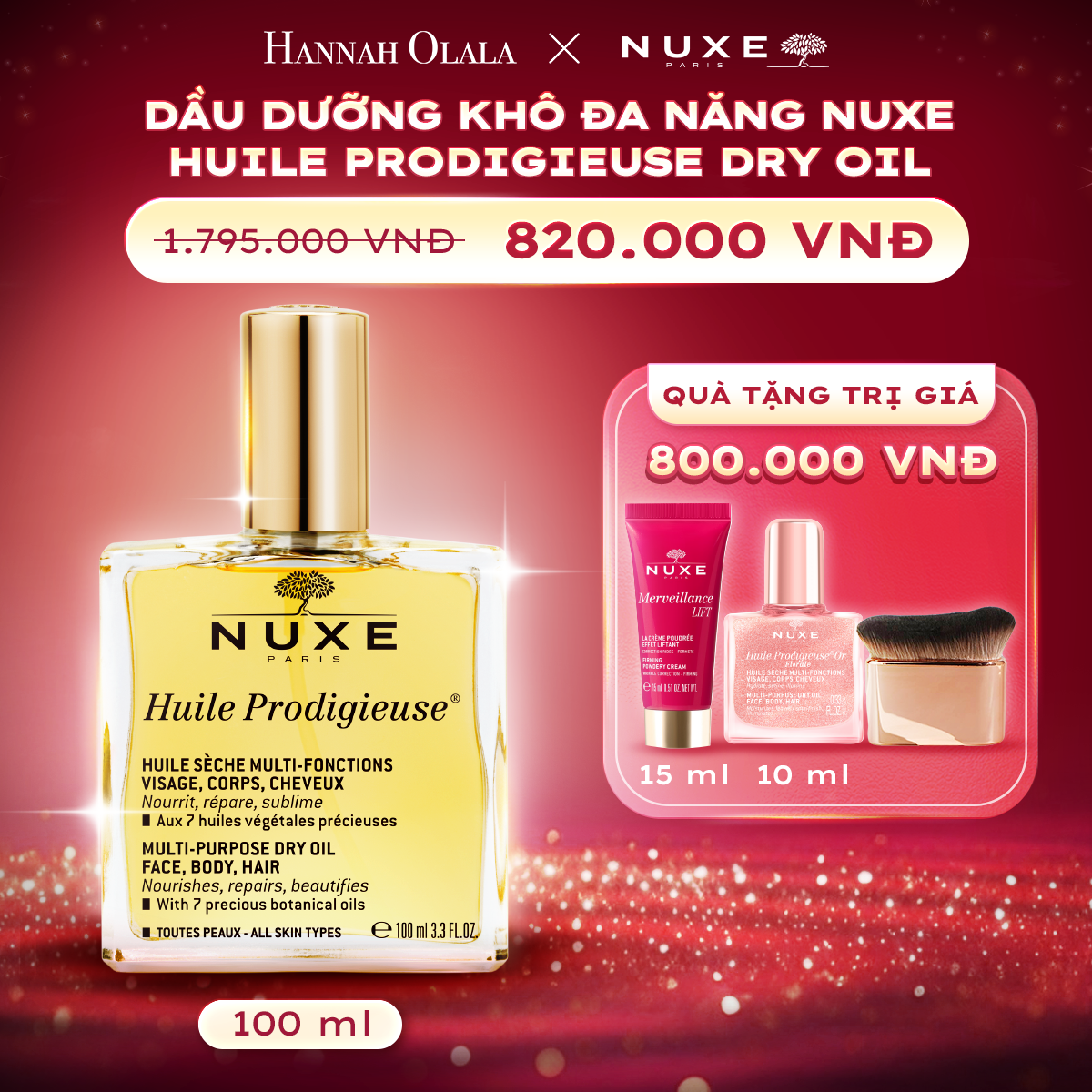 K59_DEAL 5: DẦU DƯỠNG KHÔ NUXE DRY OIL 100ML (CHỌN HƯƠNG)