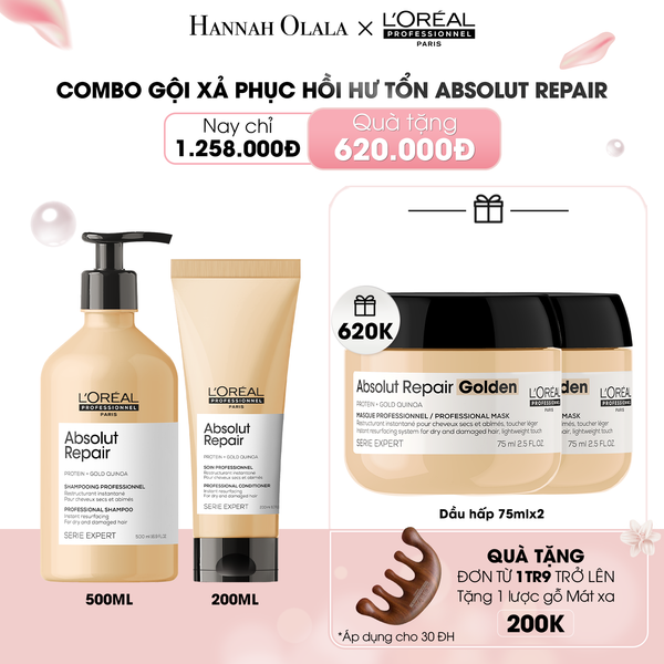  DEAL 4: COMBO GỘI 500ML & DẦU XẢ 200ML PHỤC HỒI HƯ TỔN TOÀN DIỆN ABSOLUT REPAIR 